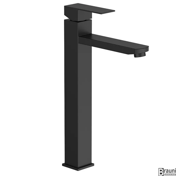Змішувач для умивальника раковини Zerix KUB-001-High Black чорний ZX4846 фото