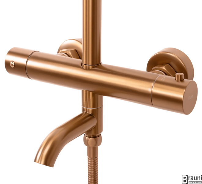 Душова колона REA LUNGO BRUSHED COPPER з термостатом та виливом REA-P8807 фото