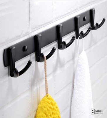 Вешалка с крючками для полотенец в ванную комнату Velur 55010 черный 3102 фото