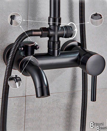 Душевой гарнитур со смесителем для ванны 80400-ORB черный 3889 фото
