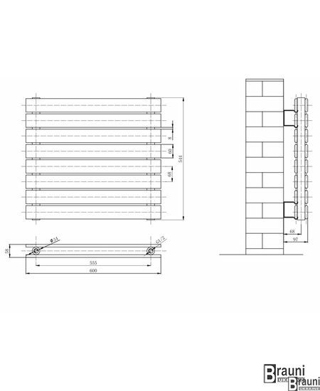 Горизонтальний дизайнерський радіатор опалення Livorno || G 8/600 сірий матовий 5512 фото