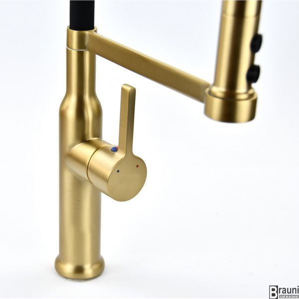 Змішувач для кухні PULL 017 BRUSHED GOLD REFL.BLACK матове золото MI8280 фото