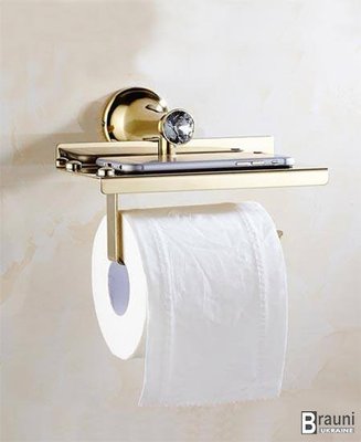 Держатель туалетной бумаги с полочкой Crystal Gold 805-2 золото 2121 фото