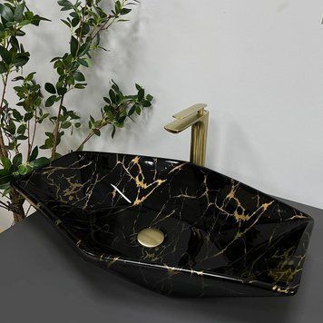 Умывальник (раковина) VBI VENEZIA MARBLE BLACK GLOSSY накладной VBI-012405 фото