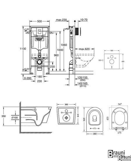Набір інсталяція 4 в 1 Grohe Rapid SL 38772001 + унітаз з сидінням Jay 5848 фото