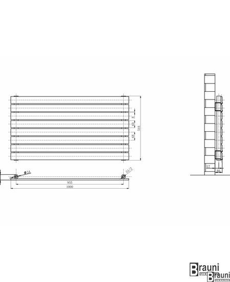 Горизонтальний дизайнерський радіатор опалення Livorno G 8/1000 білий матовий 5513 фото