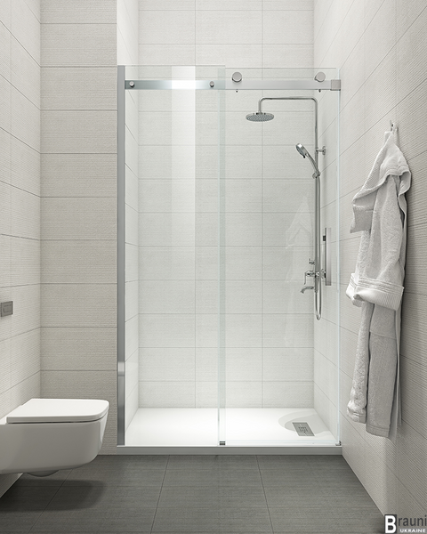 Дверь в нишу Koer SR SD01-140x200-TR-01 прозрачное стекло Easy Clean 8мм, хром (KR5380) KR5380 фото