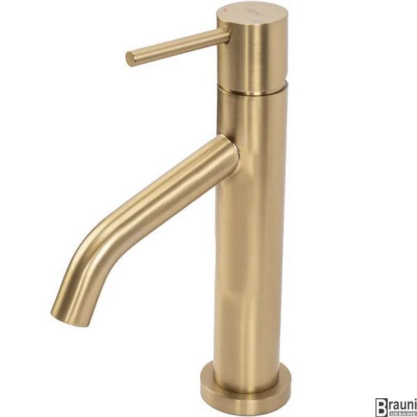 Смеситель для раковины (умывальника) REA LEVEL BRUSHED GOLD матовое золото низкий REA-B6218 фото