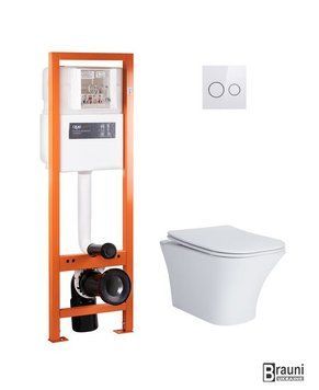 Набір інсталяція 4 в 1 з панеллю змиву Nest + унітаз Presto white 5958 фото