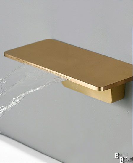 Смеситель для ванны с термостатом каскадный Piki золотой 5276 фото