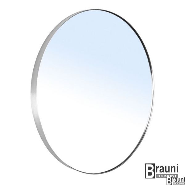 Зеркало круглое 60*60 см на шлифованной нержавеющей раме, с контурной белой подсветкой 4813 фото