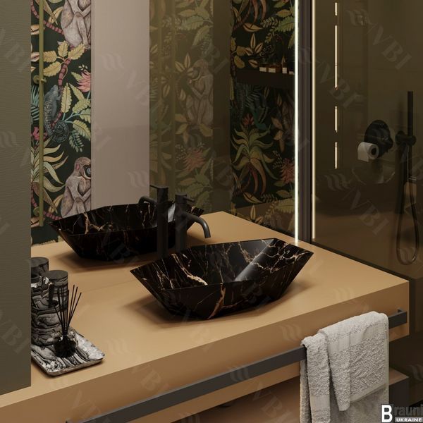 Умивальник (раковина) VBI VENEZIA S BLACK MARBLE MATT накладний VBI-012403 фото