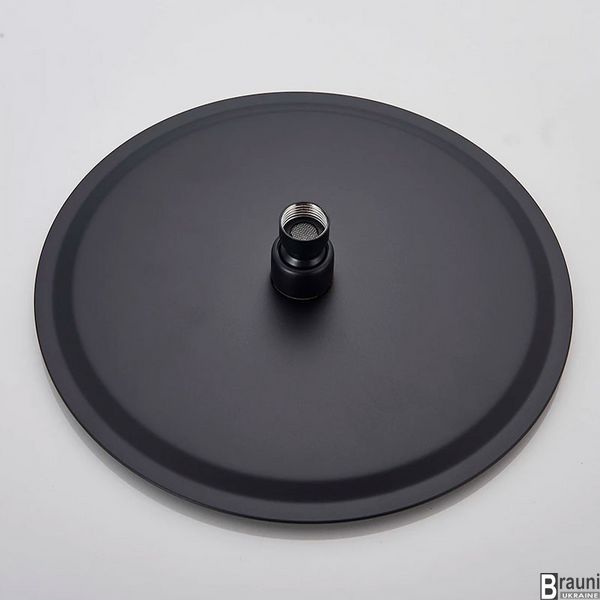 Лейка душевая 20 см с кронштейном, черная 7054 фото