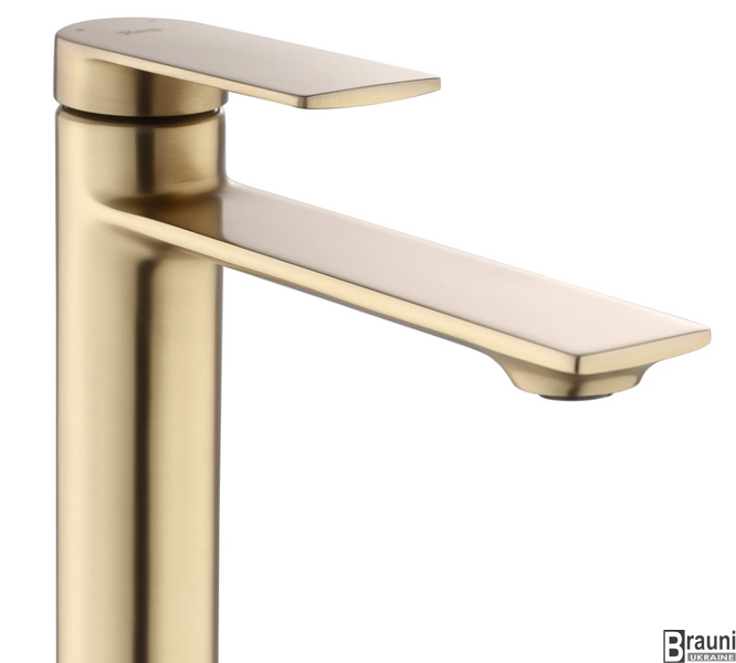 Смеситель для раковины (умывальника) REA STORM BRUSHED GOLD высокий REA-B7962 фото