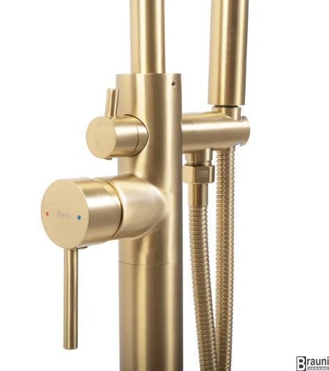 Смеситель для ванны REA MONO BRUSHED GOLD напольный REA-B2716 фото