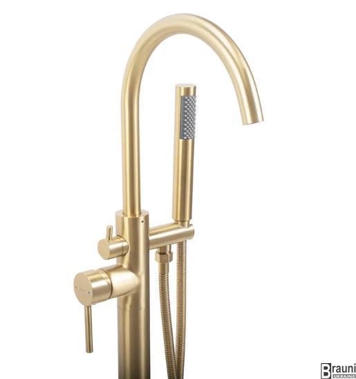 Смеситель для ванны REA MONO BRUSHED GOLD напольный REA-B2716 фото