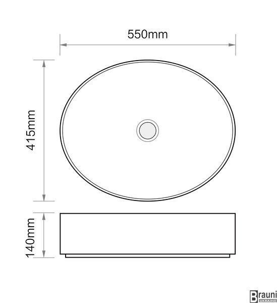 Умывальник (раковина) накладной ELLIPSE-0104 MARBLE 55х41, матовый белый мрамор MP6554 фото