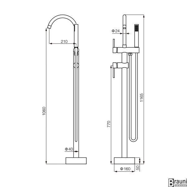 Змішувач для ванни VBI MILANO GRAPHITE підлоговий VBI-050108GR фото