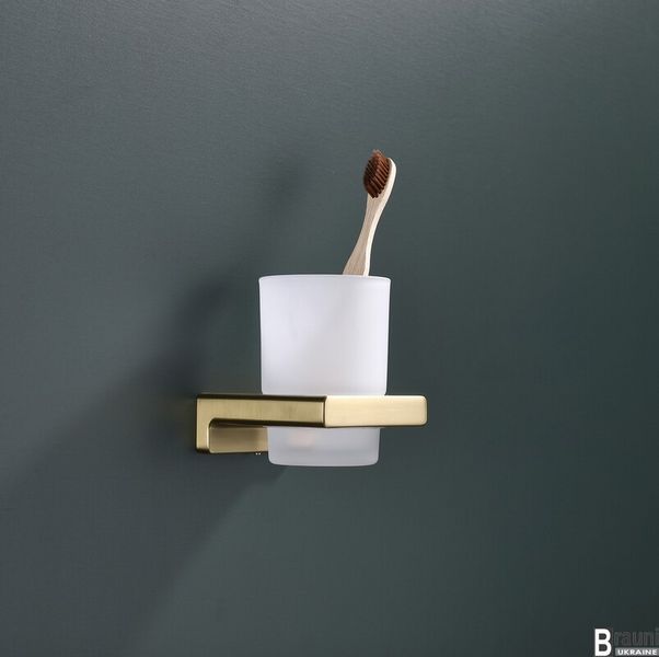Стакан одинарный настенный (стекло) KOER AS-0103-12 цвет матовое золото KR6163 фото