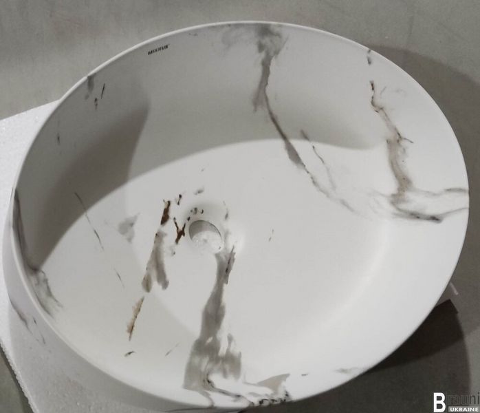 Умывальник (раковина) накладной ELLIPSE-0104 MARBLE 55х41, матовый белый мрамор MP6554 фото