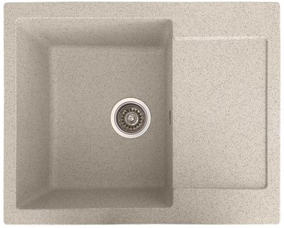 Кухонна мийка з граніту Janta Gri 62х50 сірий з крилом для сушки посуду RO48207 фото