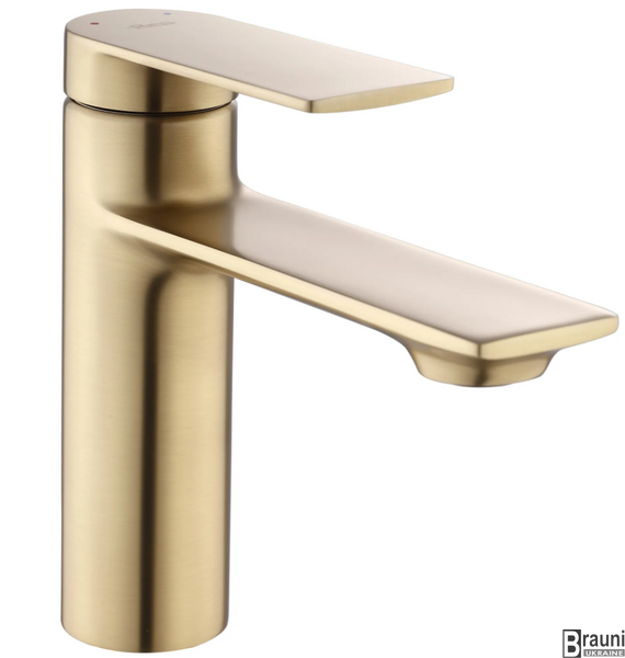 Смеситель для раковины (умывальника) REA STORM BRUSHED GOLD низкий REA-B7960 фото