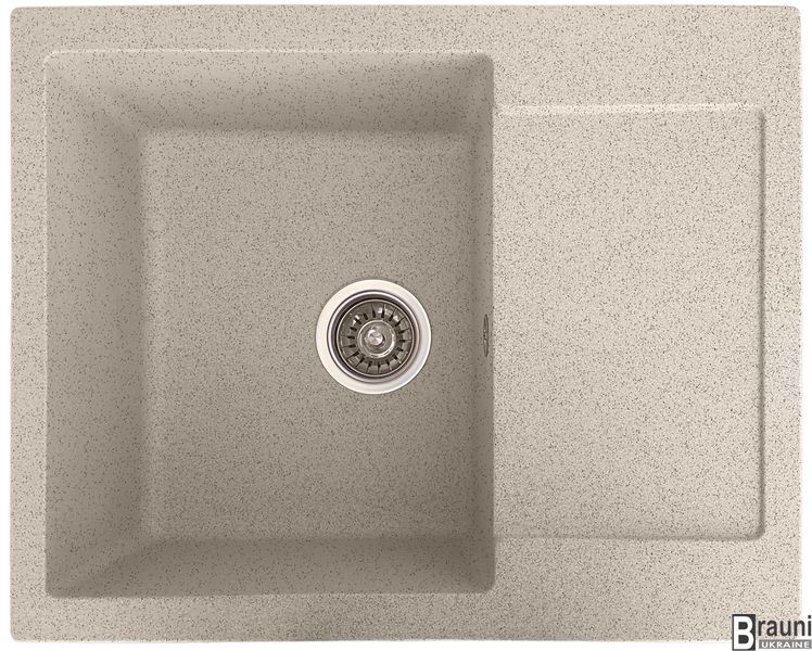 Кухонна мийка з граніту Janta Gri 62х50 сірий з крилом для сушки посуду RO48207 фото