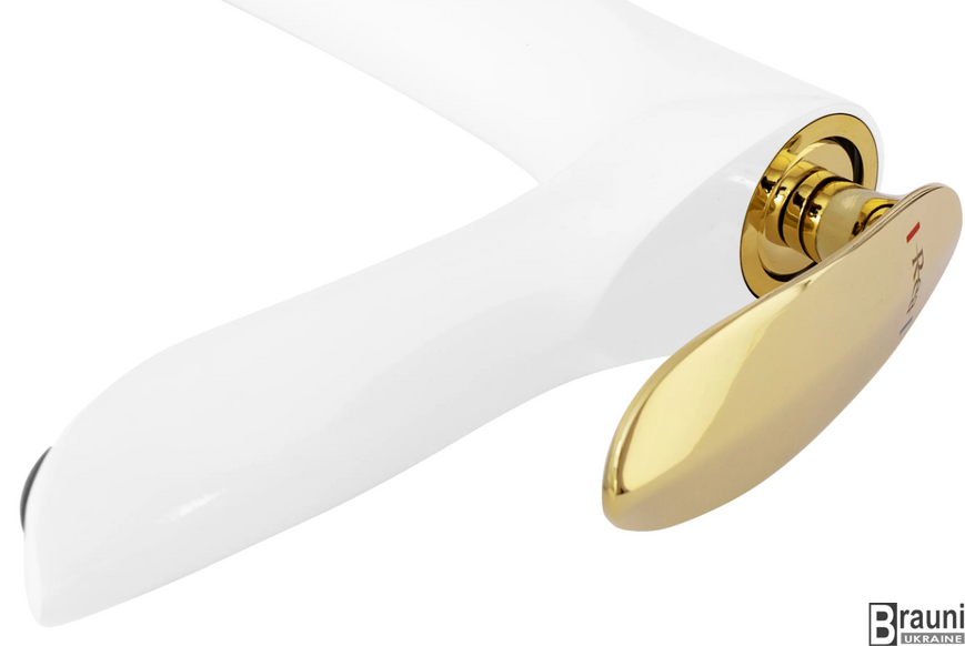 Змішувач для раковини (умивальника) REA ORBIT WHITE GOLD низький REA-B2052 фото