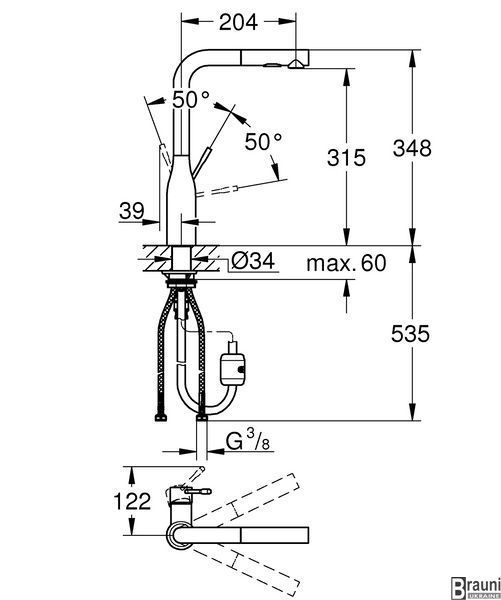 Смеситель для кухни с выдвижным изливом Grohe Essence 30270000 хром 30270000 фото