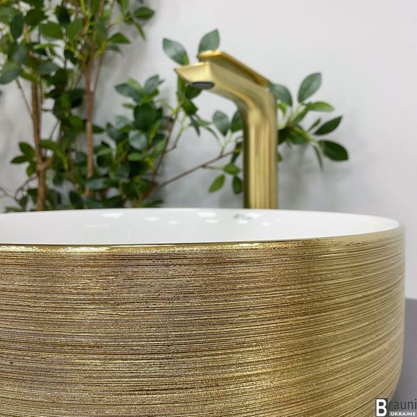 Умывальник (раковина) VBI PRATO BRUSH GOLD WHITE накладной VBI-011408 фото