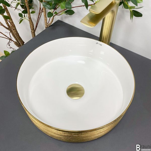 Умывальник (раковина) VBI PRATO BRUSH GOLD WHITE накладной VBI-011408 фото