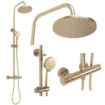 Душова колона REA PAROT BRUSHED GOLD матове золото з термостатом REA-P2323 фото
