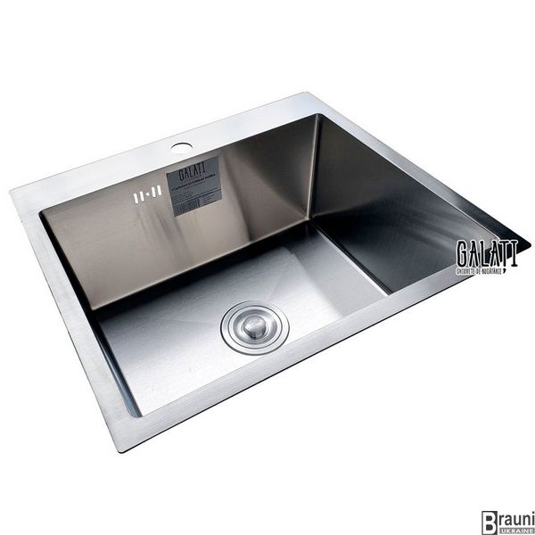 Кухонна мийка Arta U-490 54х48 нержавіюча сталь з кошиком для сушки посуду RO43437 фото