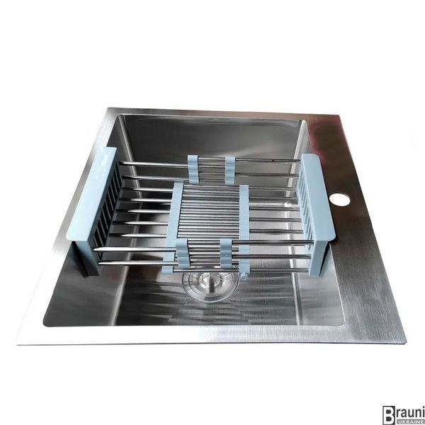 Кухонна мийка Arta U-490 54х48 нержавіюча сталь з кошиком для сушки посуду RO43437 фото