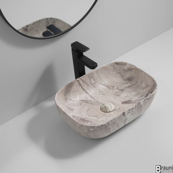 Умивальник раковина накладна DIVERSE-0113 MARBLE 45х32, мрамур матовий MP6544 фото