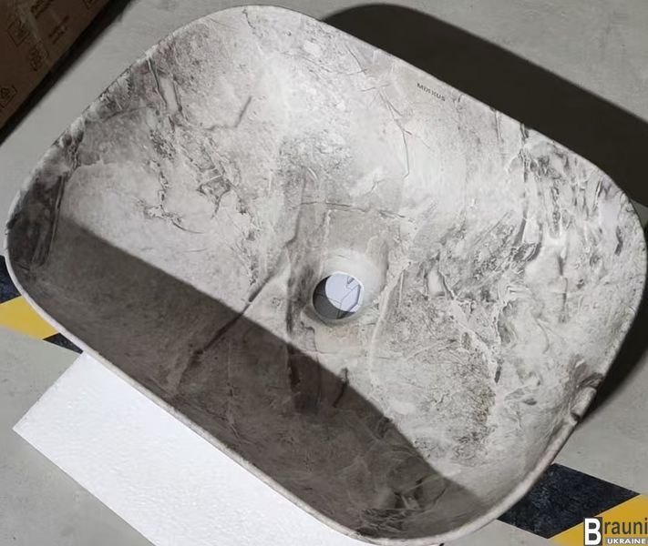 Умивальник раковина накладна DIVERSE-0113 MARBLE 45х32, мрамур матовий MP6544 фото