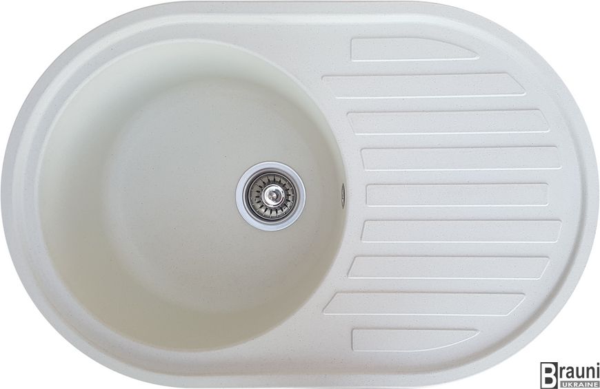 Кухонна мийка з граніту Elegancia Biela 77х50 біла RO49579 фото